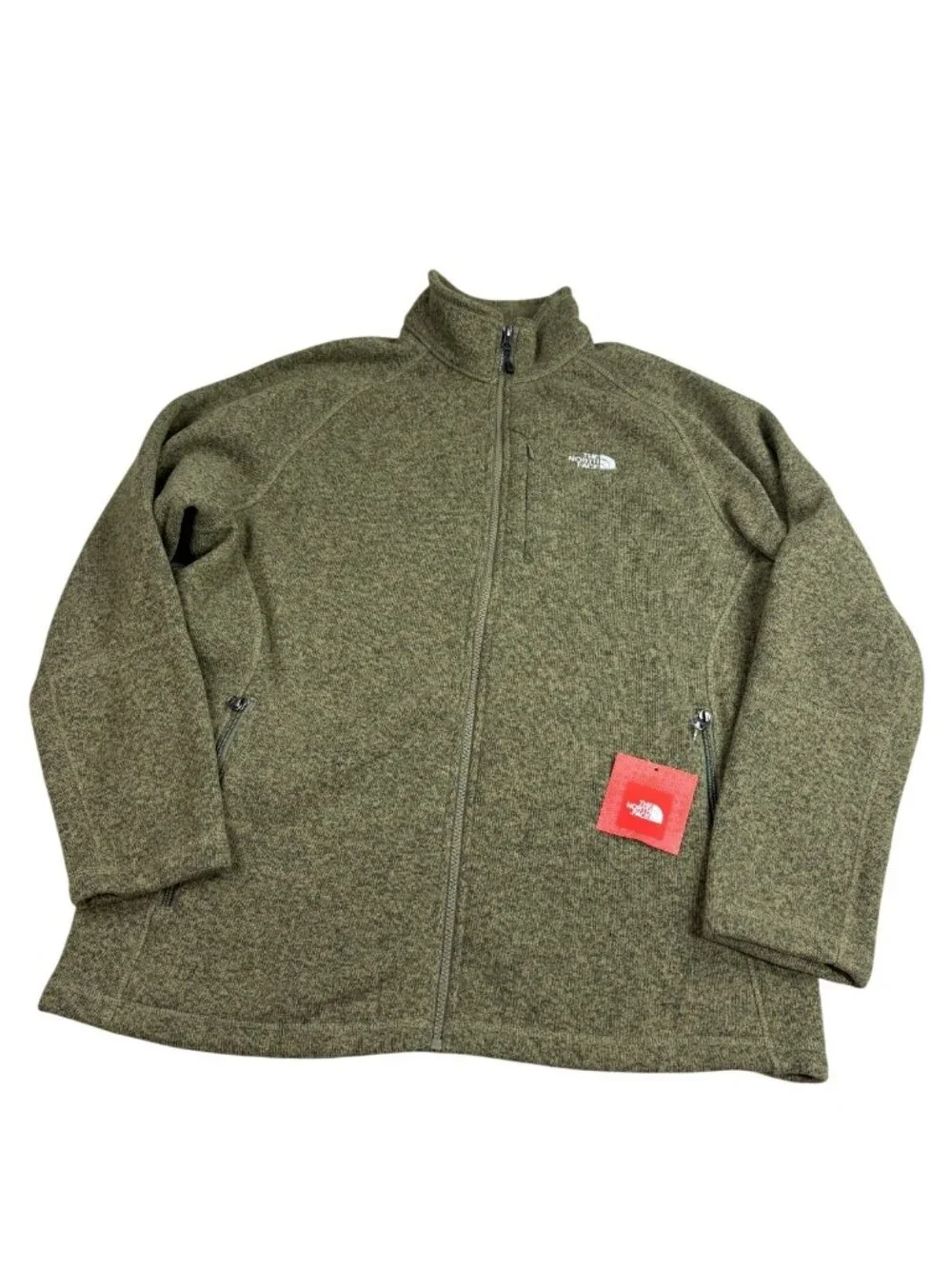 The North Face Krestwood Sweater Mens XL Green Knit Mock Neck Full Zip Outdoor